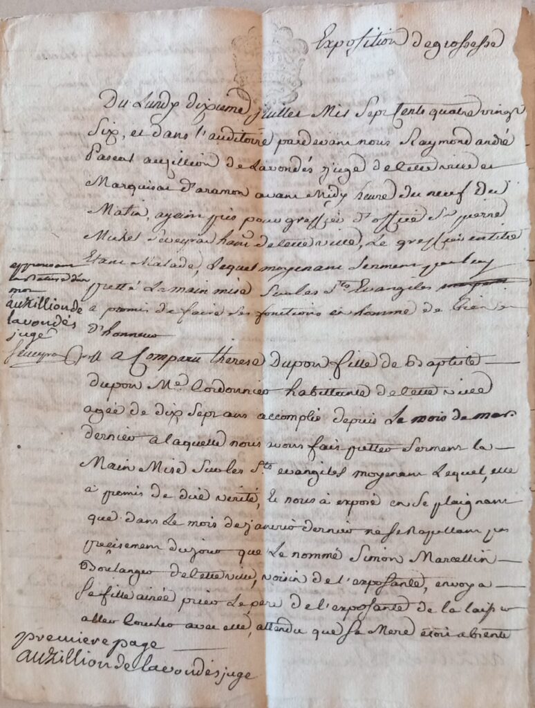 Déclaration de grossesse de 1786